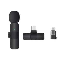 2023 New 1 Drag 2 Microphone Lavalier 2.4GHz 2 in 1 Portable Mini Microphone Wireless Recording Microphone for iPhone