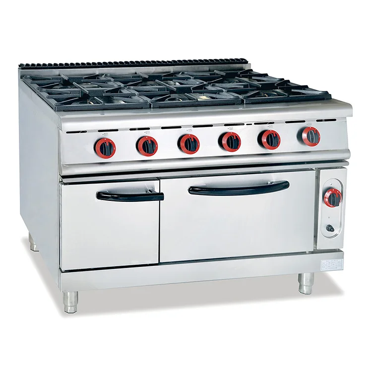 Commercial 4 Burner Gas Cooker Gas Cooking Range Griddle  With Oven