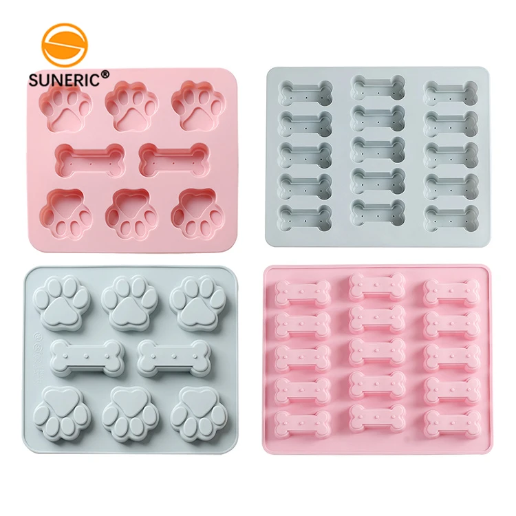 Puppy bone paw biscuit chocolate mould silicone pastry mold for baking dog treats