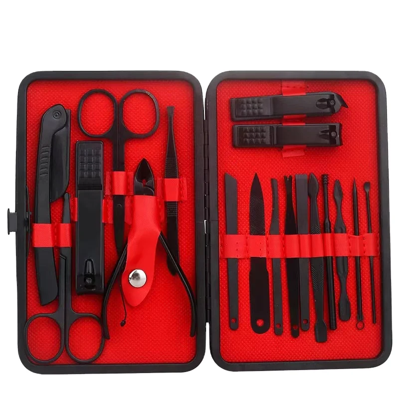 2024 New YD Hot Selling Manicure Set Nail Clippers Pedicure Kit -18 p With Leather Case