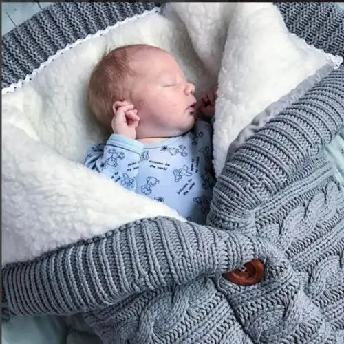 Зимние 100% хлопковые одноцветные вязаные спальные мешки для новорожденных Yilitu