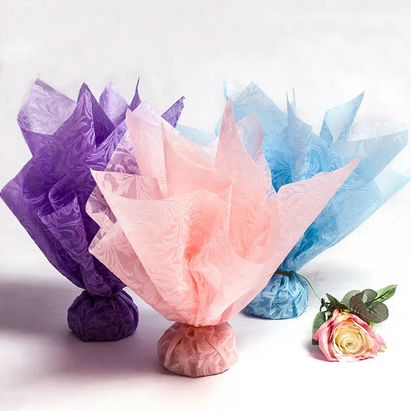 Solid Florist Accessories Wholesale Thin Cotton Non Woven Wrapping Paper for Flower Christmas Apple