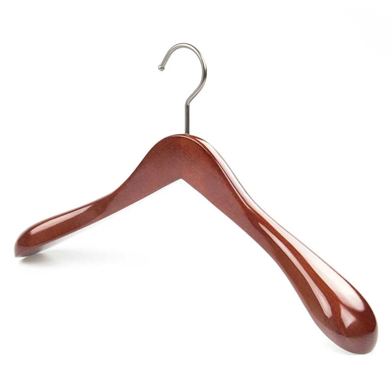 Supplier Custom 38cm Wooden Women Coat Hangers for Clothes Black