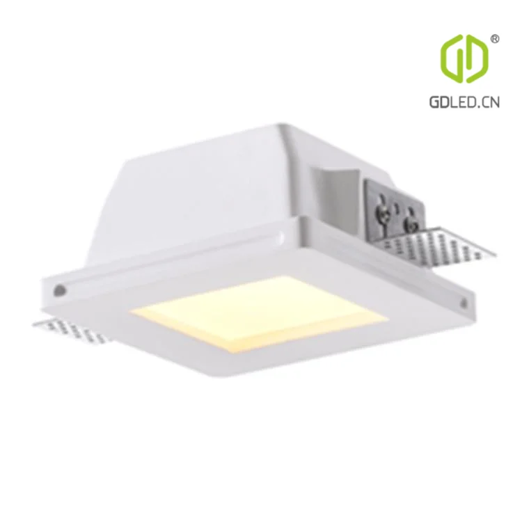 Square Indoor Plaster Downlight Trimless Light IP20 Gypsum Spotlight GU10 LED Recessed Downlight Spotlight Minimalist White 90