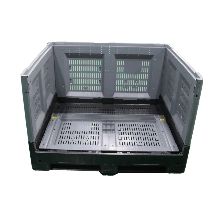 QS Heavy Duty Large HDPE Mesh Plastic Container For Fruits And Vegetable Collapsible Pallet Box