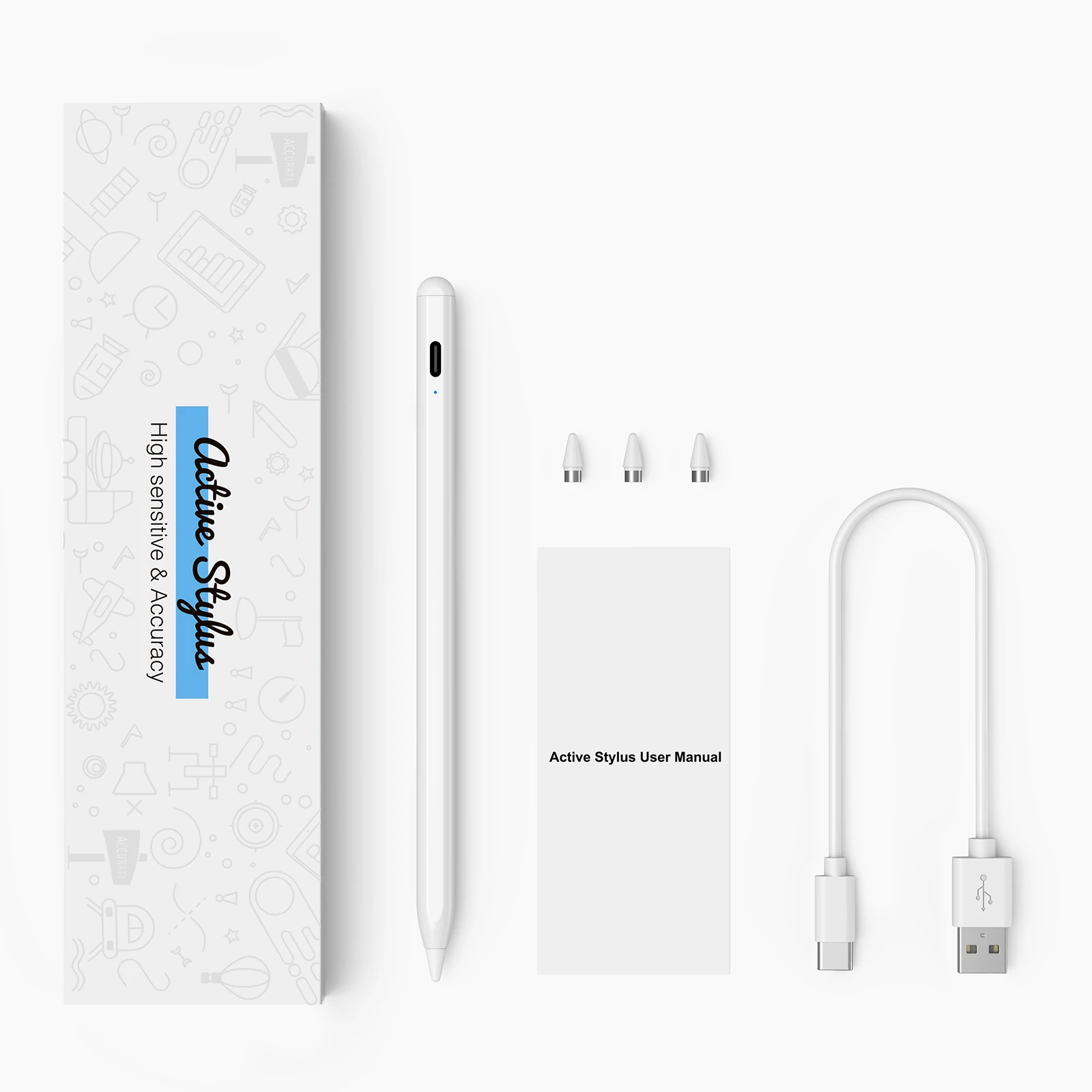 White aluminum alloy pure copper tip material renaissance digital smart pen stylus for apple pencil ipad