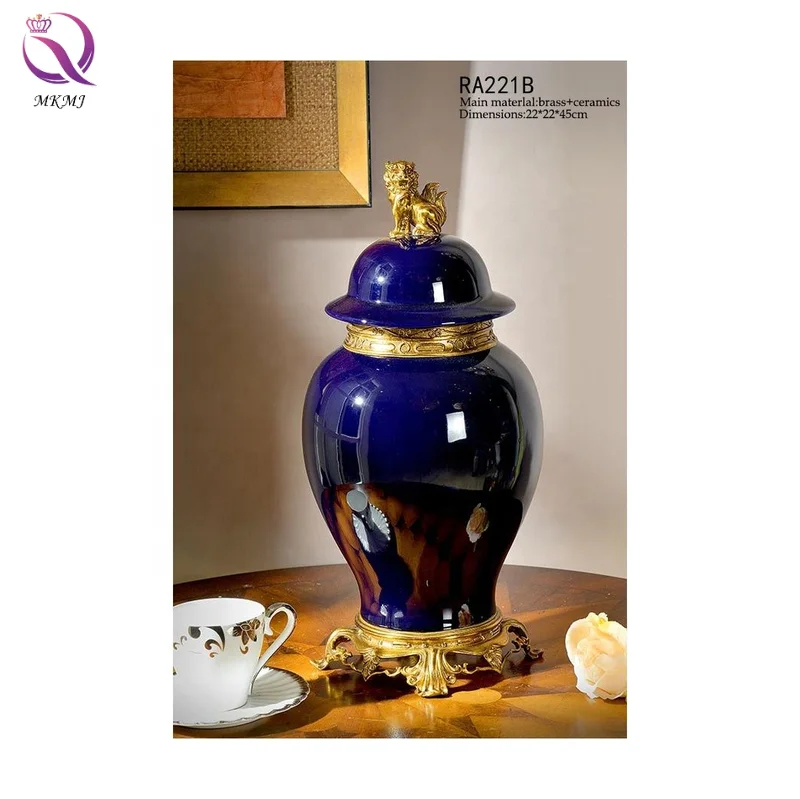 Latest Design  Elegant High Quality The general altar other Home Decor Ceramic Lion head decorative jar Interior decoration