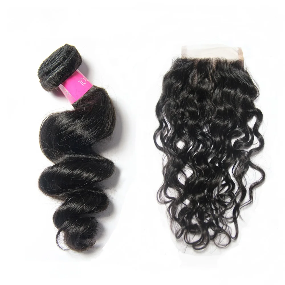 wholesale natural virgin closure and bundle human hair weave bundles with closure