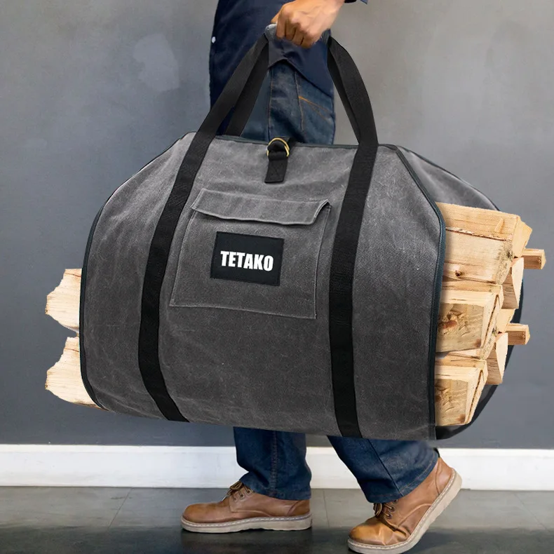Factory custom size oem Firewood Carrier bag with Handles for Carrying Wood at Home or Camping by Outdoor