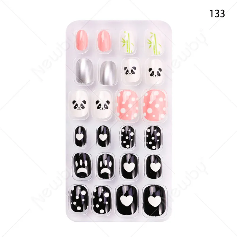 Hot sale kid nail 24 Pcs Harmless Fingernail Press On False Nails Full Cover Cute Child Artificial Short Nail Tips