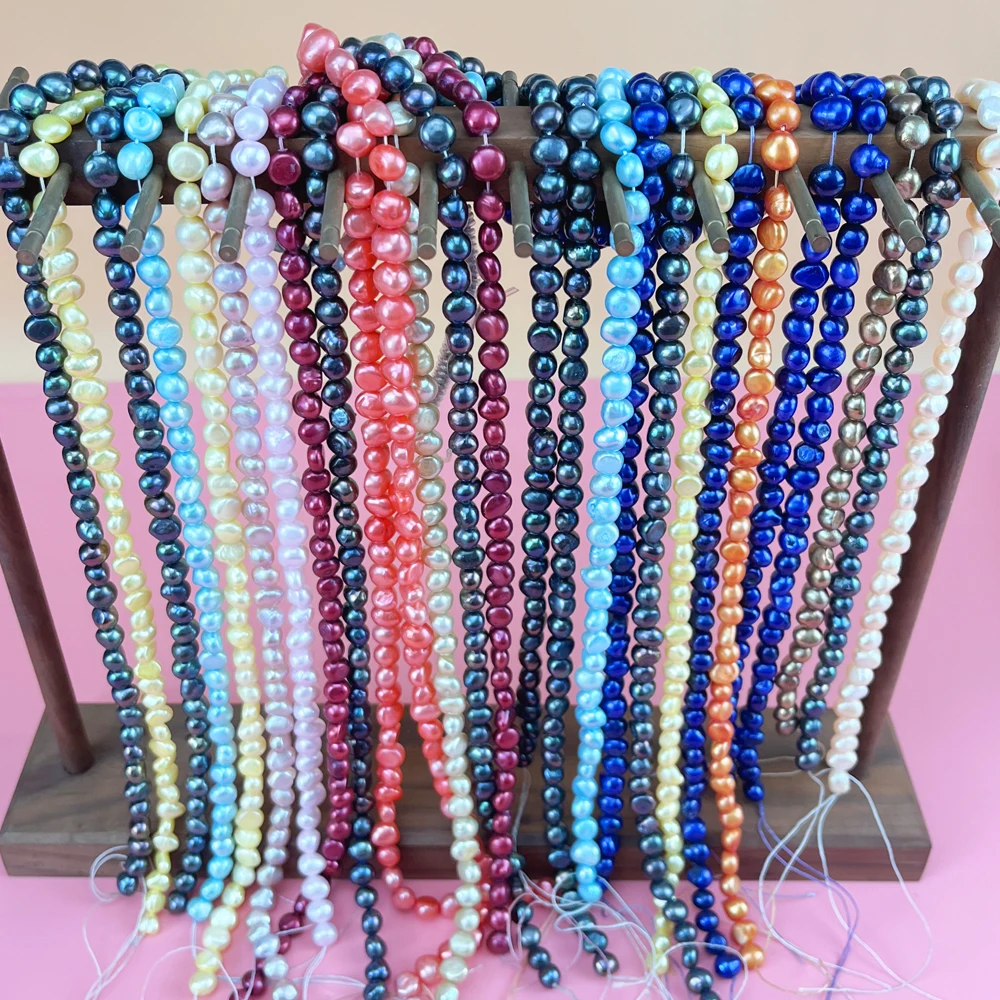 2022 Wholesale Artificial Dyed Colored Pearls 8-9mm Through Hole Baroque Reversible Genuine Freshwater Pearl String Beads