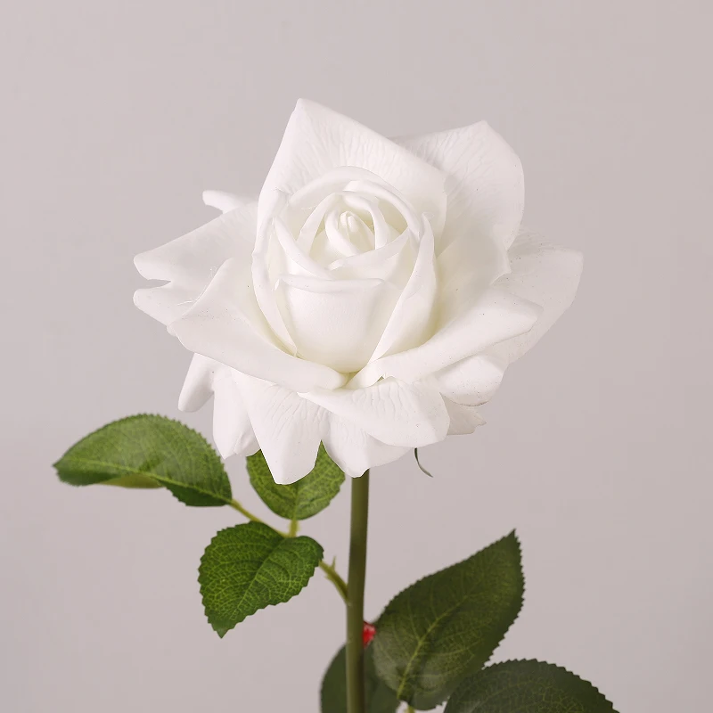 Wholesale Wedding Artificial Rose Latex White Flowers Silk Single Stem Roses Moisturizer Artificial Real Touch Roses