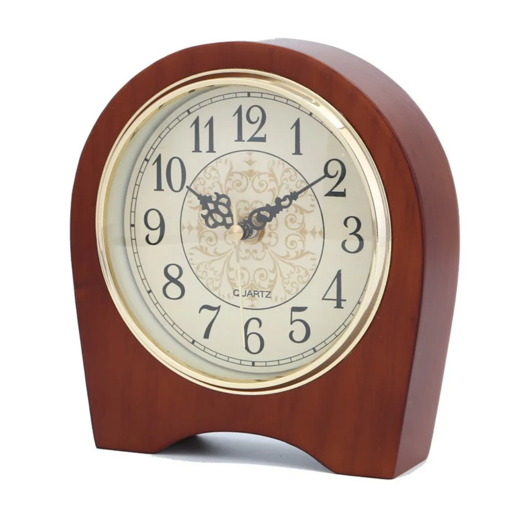Solid wood seat clock silent watch movement wooden minimalist desk clock table clock