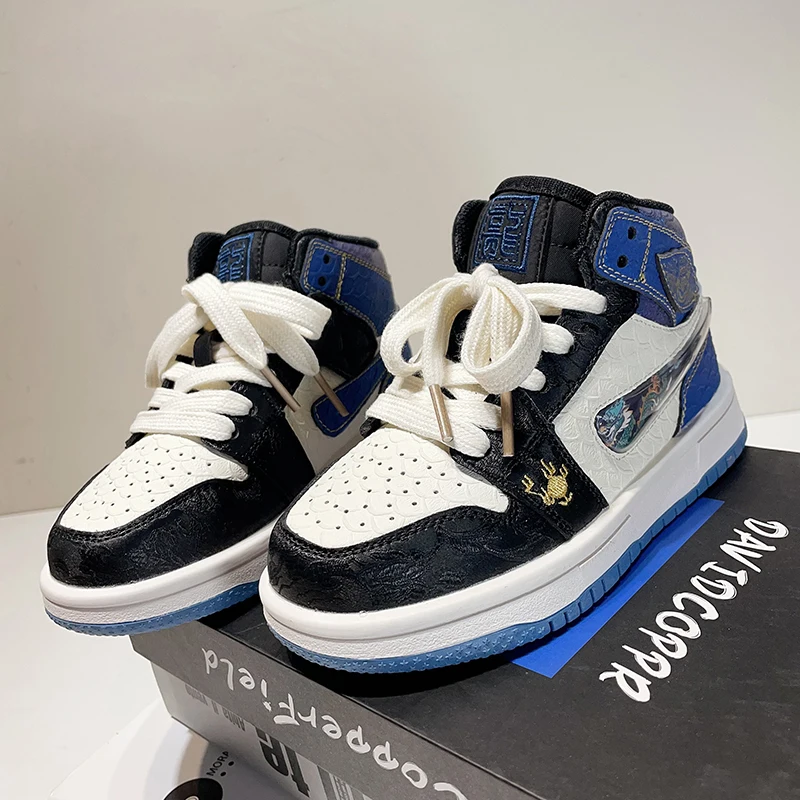 Hot Selling Primary Secondary School Student Children Shoes High Top Kids Designer Shoes New Color Block Kids Shoes Boys