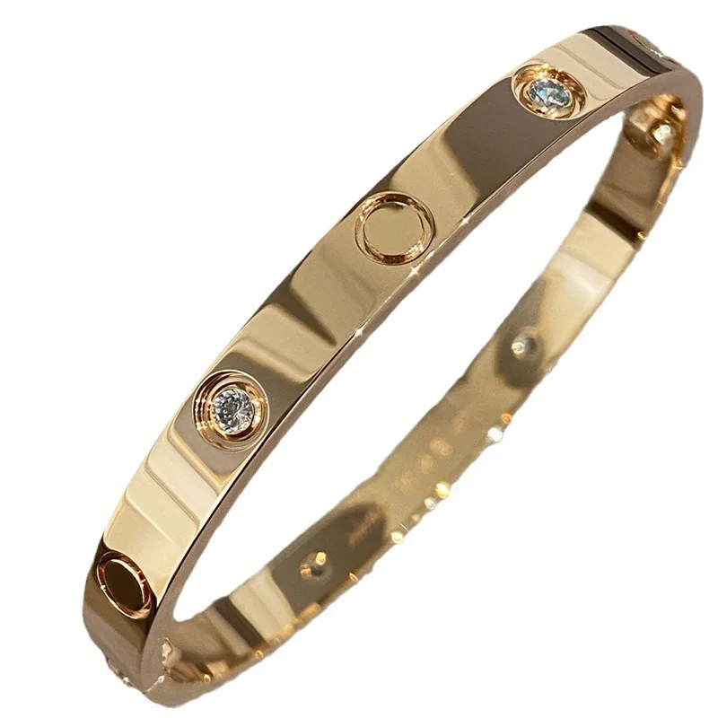 Classic LOVE Rose Gold Plated Stainless Steel Bracelet for Women