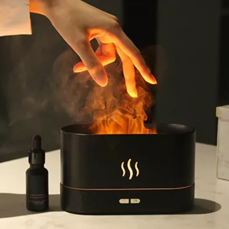 Biumart Flame Aroma Diffusers Aromatherapy Humidifier Ultrasonic Essential Oil Diffusor Electric Mini Fire Lamp LED Night Light