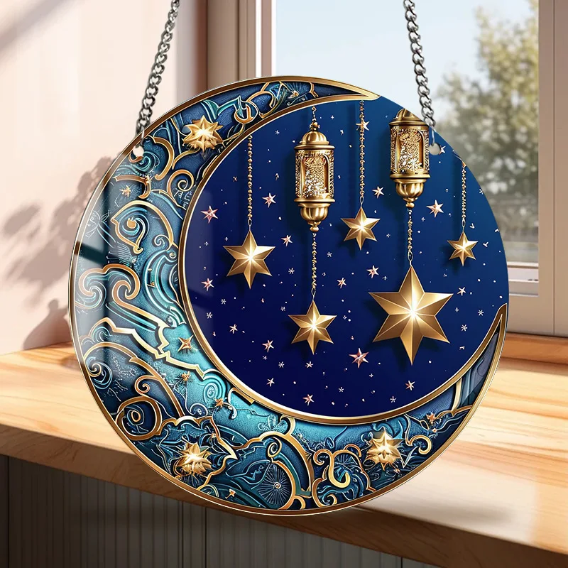 Custom acrylic round decorative pendant retro color custom pattern car home decoration pendant