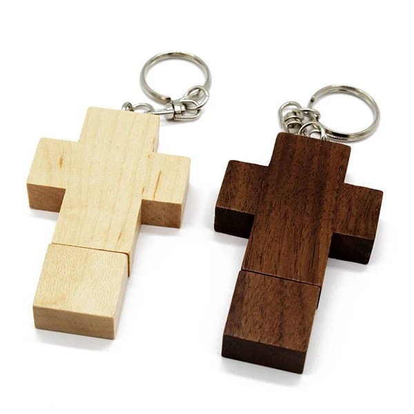 
Wooden Jesus Cross Keychain Model Usb 3.0 /2.0 Memory Stick Flash Pen Drive 4gb 8gb 16gb 32gb With Custom Logo or Gift Box 
