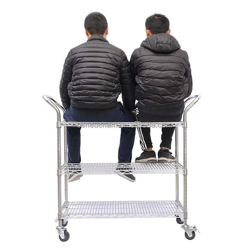 Storage of Various Items 3 Layer Kitchen Trolley Rolling Laundry Cart Bins With Wheels and Handle