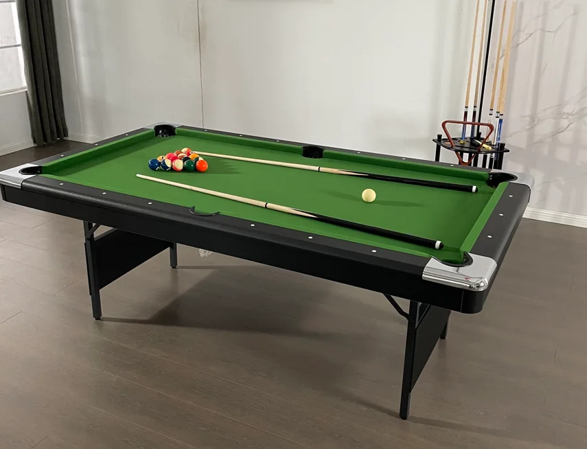 Hot selling 6.5ft/7ft foldable pool table MDF/PVC billiard table child play table for wholesale