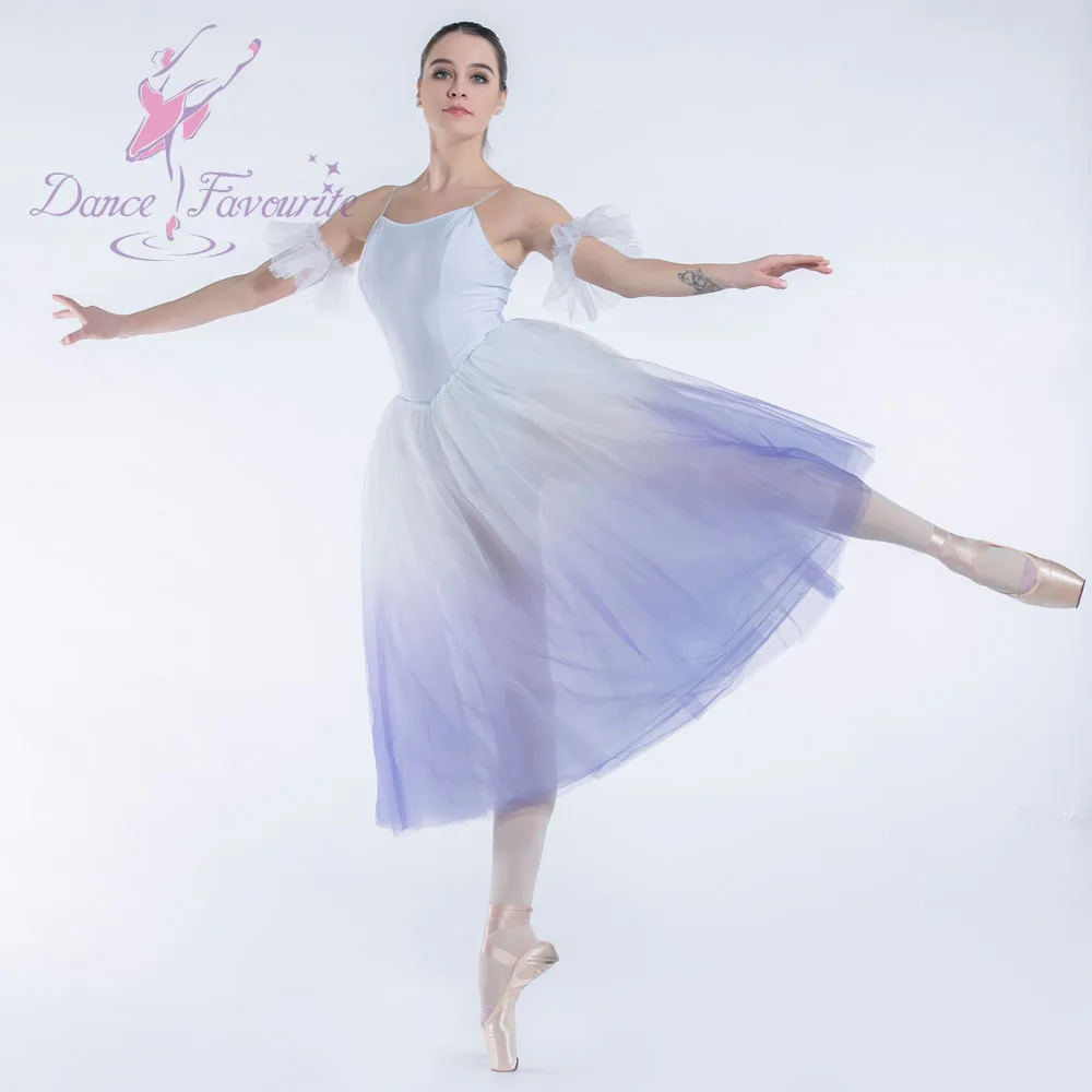 19335 Ombre purple romantic tutu skirt spandex white bodice with soft tulle tutu ballerina dance costume