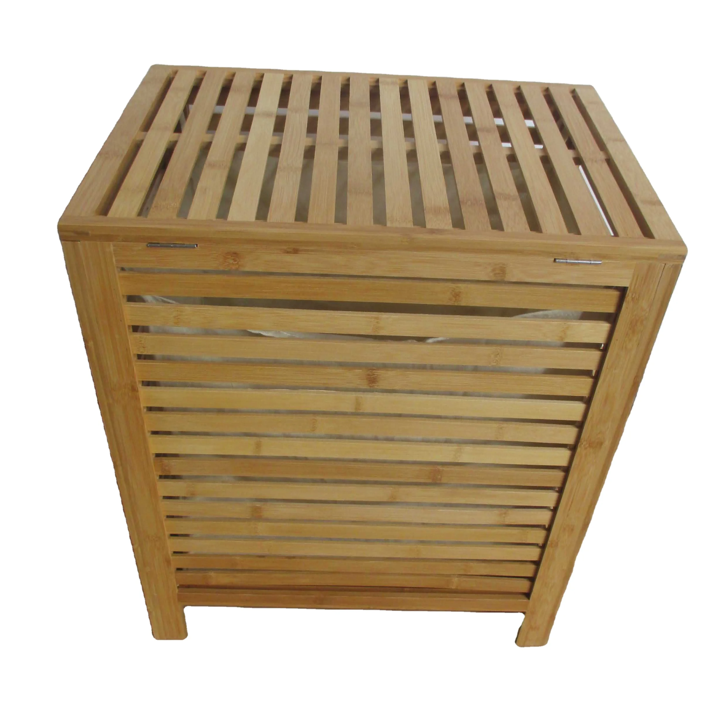 Folding Bamboo Wooden Laundry Hamper Storage Basket