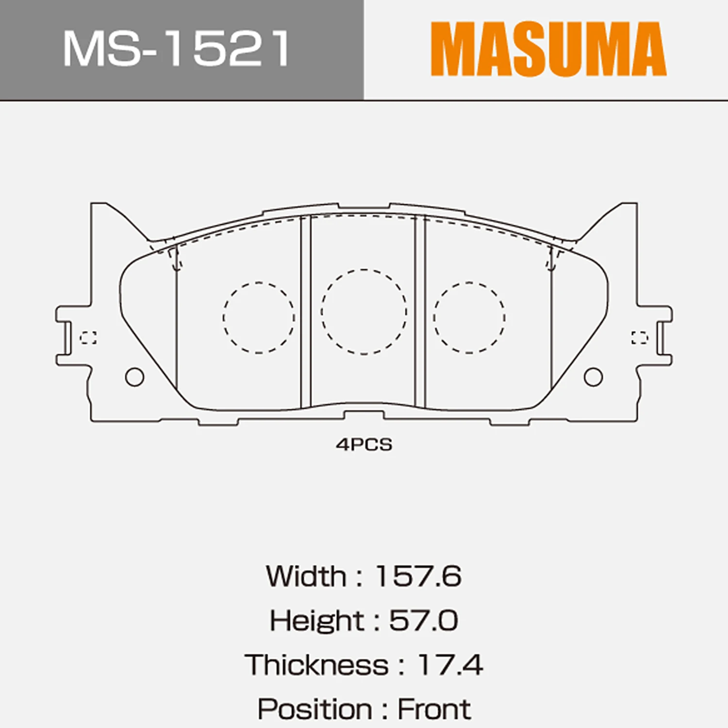 MASUMA manufacturers MS-1521 Toyota automotive brake pads 2001-2006 Camry Ceramic Pastillas de freno for cars