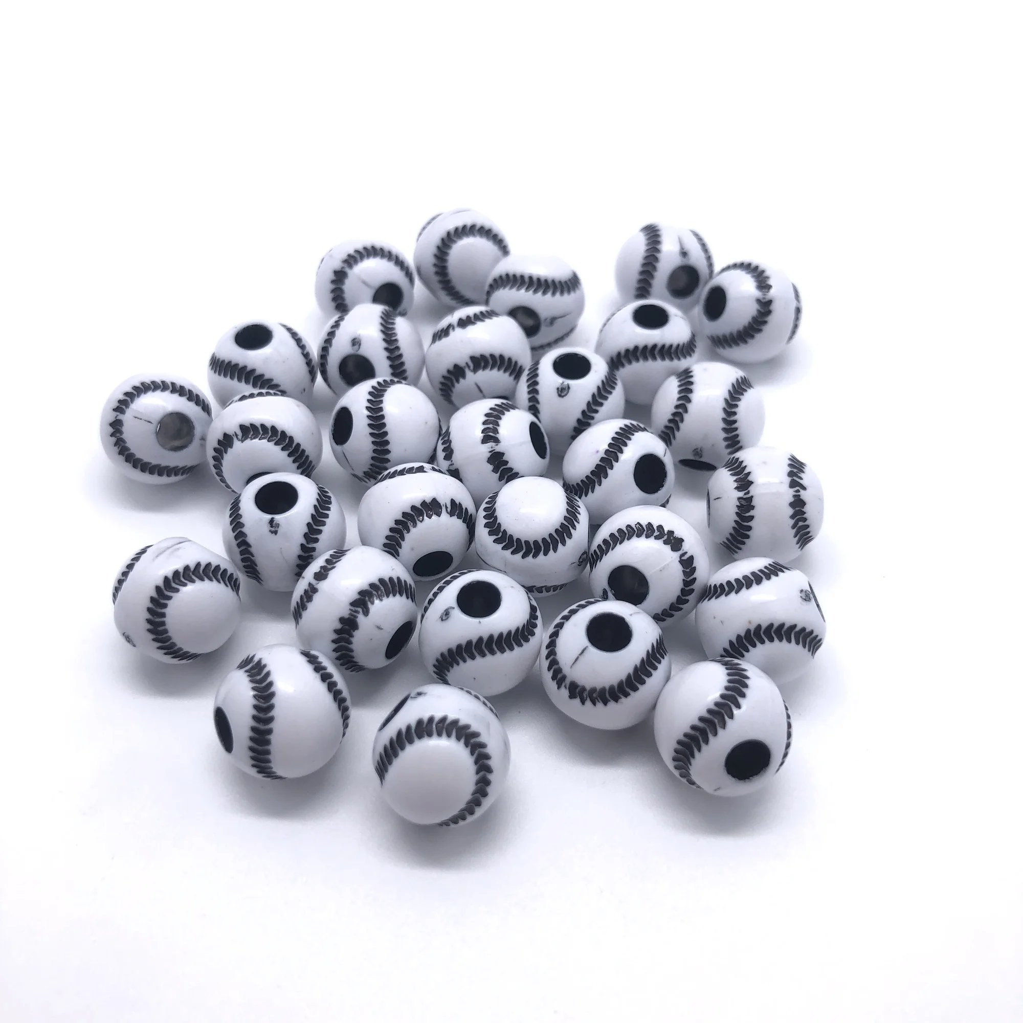 Multi Color 12mm Plastic Acrylic Round Baseball  Beads