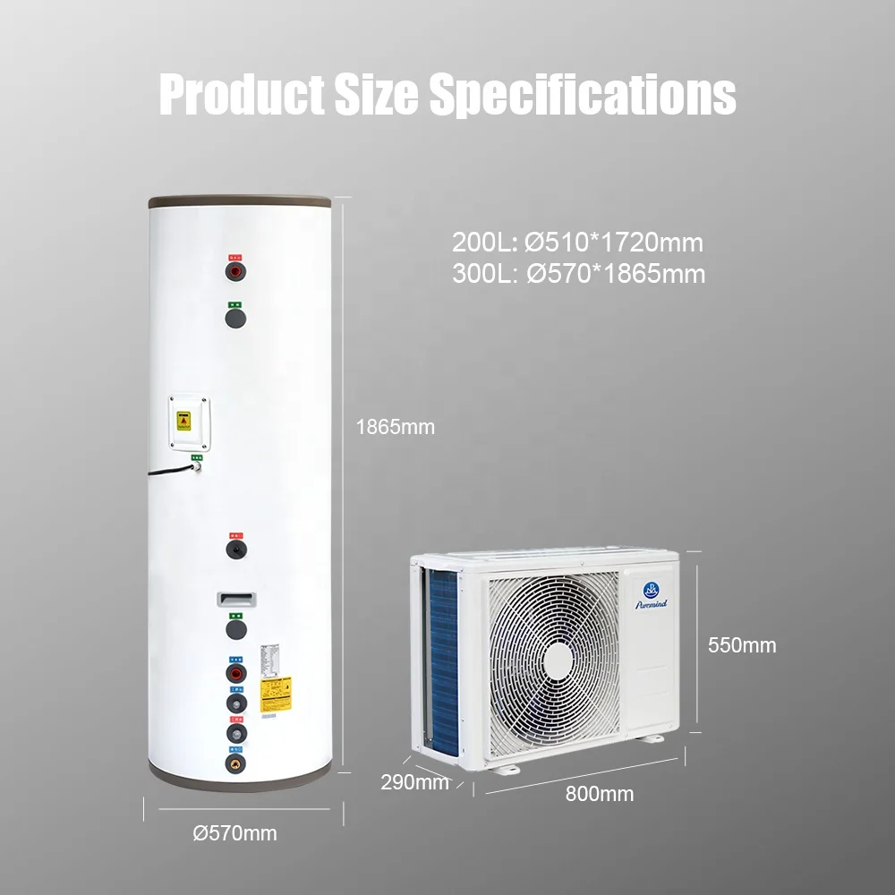 Gree Split Type Water Heater R410a Air Source to Water Inverter Commercial Home Heat Pump Electric Water Boiler Storage Tank