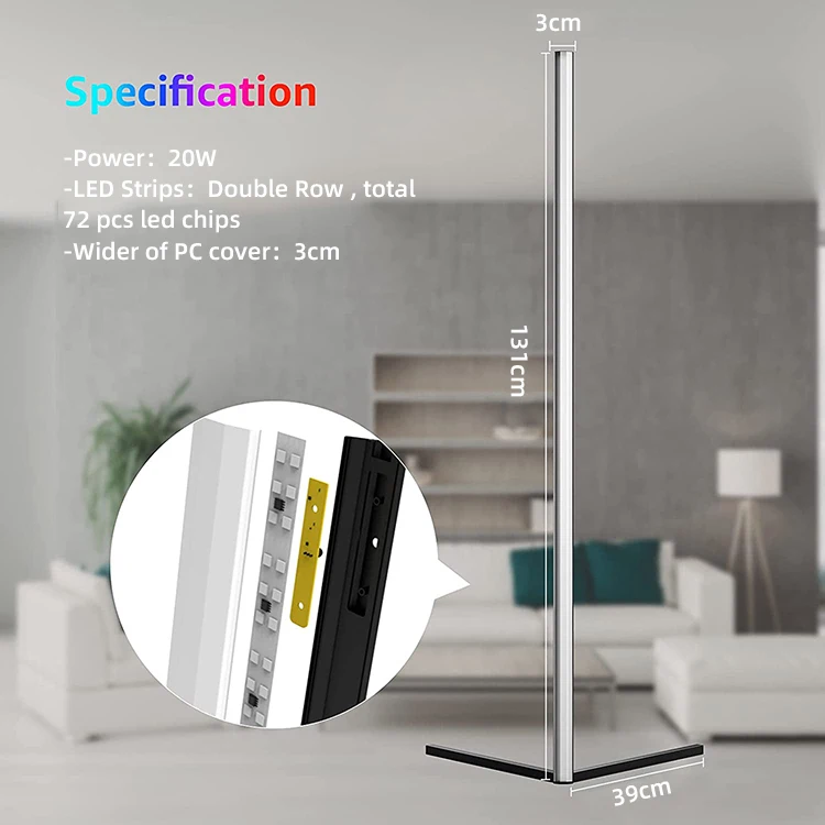  Fredlighting Minimalist In Stock Nordic Shelf Standing Contemporary App Remote Control Modern Tripod RGB Corner LED Floor