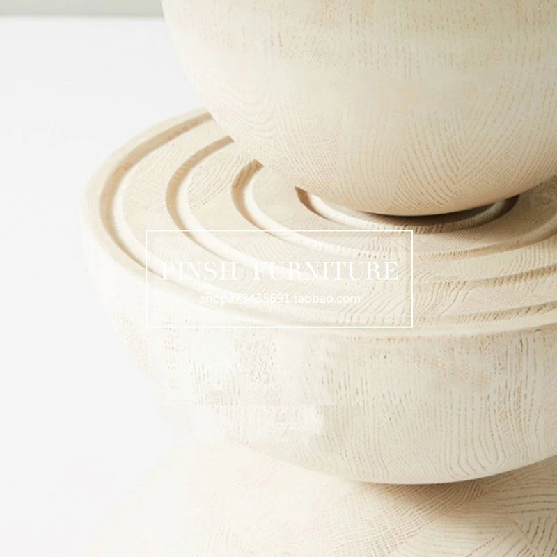 French vintage white solid wood dining table American oak carved round dining table for six people custom dining table