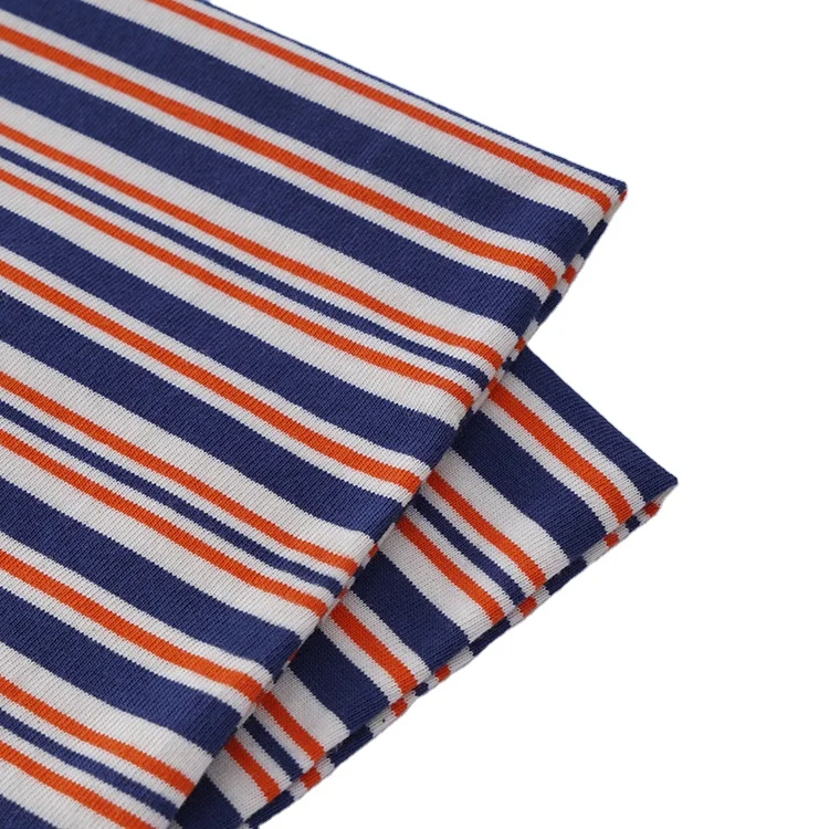 Фошань Джерси полосы ткани детская родовая футболка с текстильного материала ткань 32С однофонтурное трикотажное полотно, одежда для детей