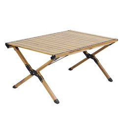 Wholesale Customized Tianye New Design Foldable Wood Grain Aluminum Egg Roll Table For Camping