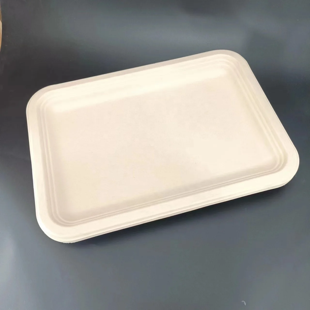 14 inch Disposable Food Tray Sugarcane Pulp Crawfish Tray Compostable Paper Plate for Barbeque Thanksgiving