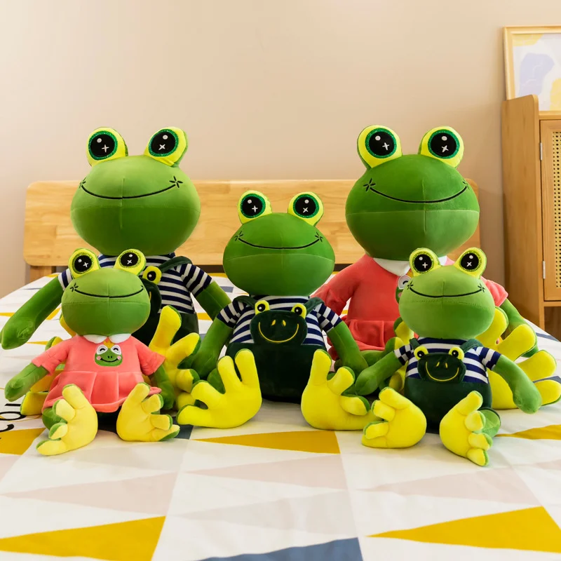 DOULUO Dressed T-Shirt & Pink Skirt Couple Frog Plushies Bedtime Dolls Boys Girls Gifts Stuffed Plush Frog Toys for Children