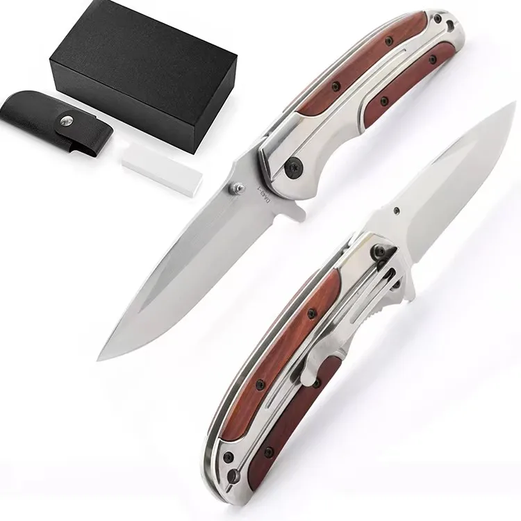 High Quality Stainless Steel Blade Wood Handle Outdoor Survival Camping Pocket Knife