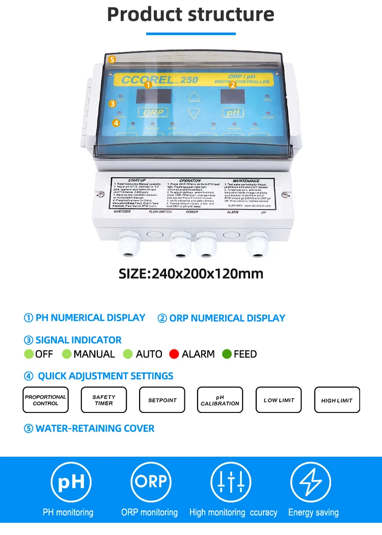 Factory Wholesale Pool Equipment Swimming Pool Accessories Water Quality Controller Monitor