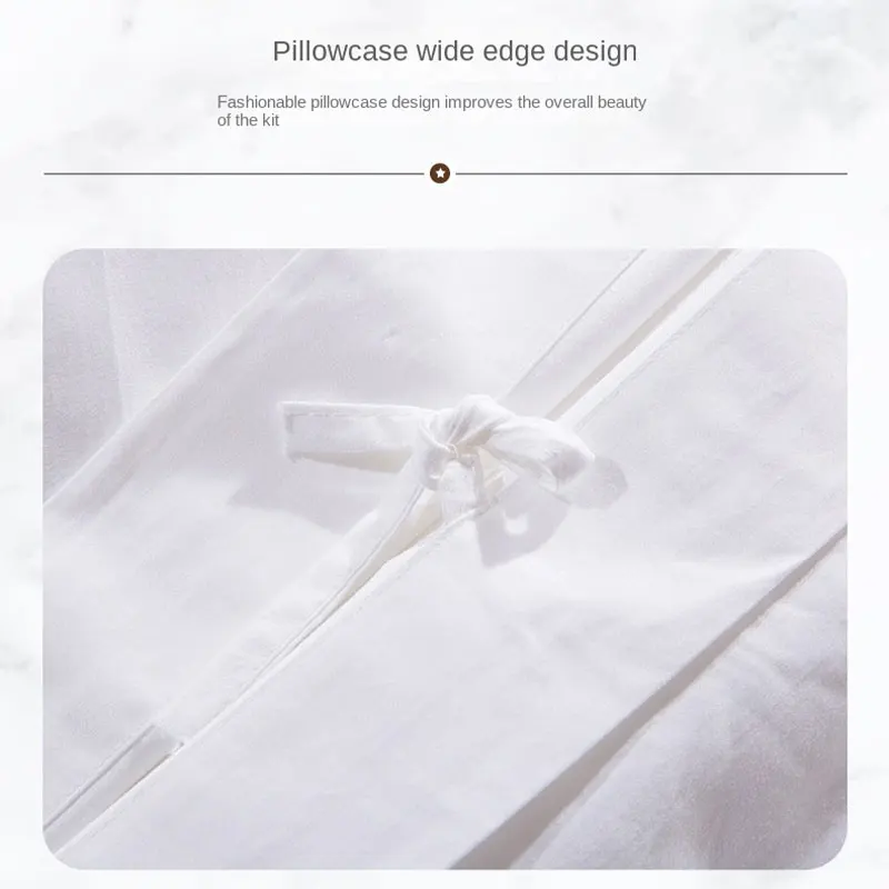 Hotel 4 pieces bedding set 60s pure cotton white satin bed sheets pillow case duvet cover hotel linen bedding set