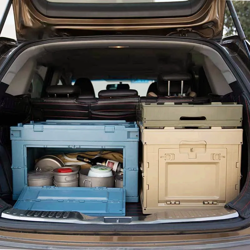 Camping Outdoor Stackable foldable movable new fashion plastic storage boxes & bins with lid & wheels