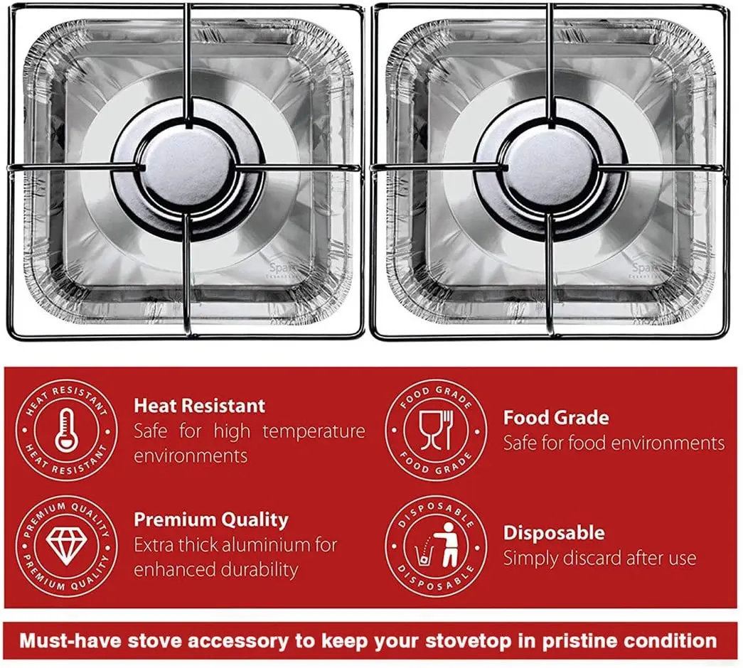 LFGB approved high temperature resistant non-stick disposable Aluminum Foil Gas Tin Stove Top Burner Cover Mat