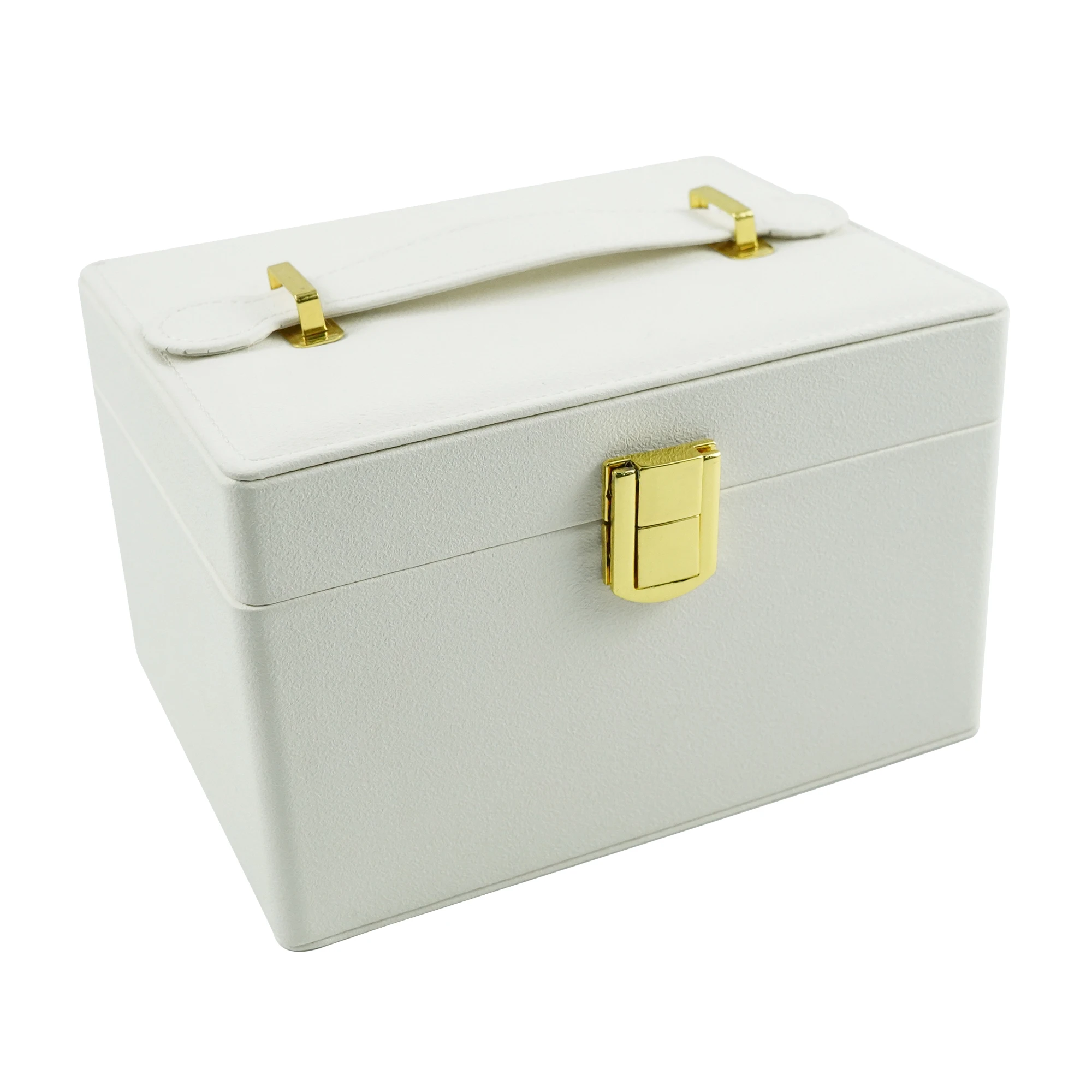 Factory Directly Sale White Colors Travel Box in Stock PU Leather Luxury Cosmetic Jewelry Storage Make up Makeup Organizer