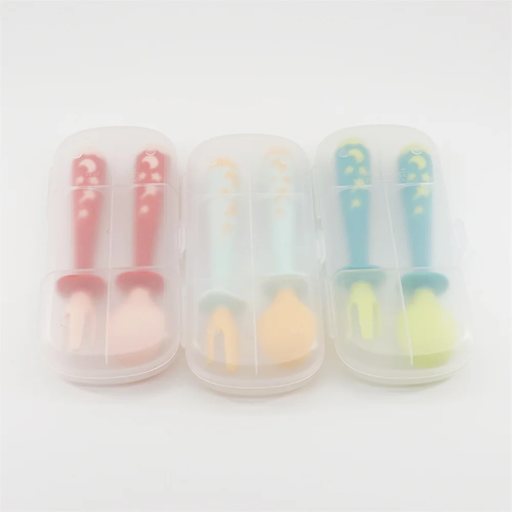 Fast delivery 3 colors EN71 CPC Food PP TPE baby spoon and fork set