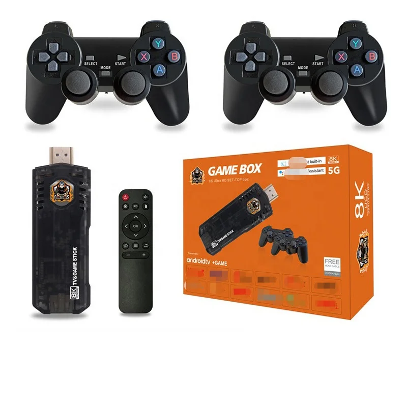 Excel Digital Wholesale Customization X8 Game Stick 4K Mini box Classic 10000 Games 64GB HD TV Stick video game consoles