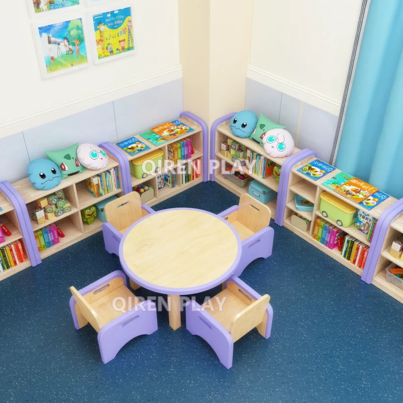 new arrival   Wooden Montessori Bedroom Gift Furniture Kids Reading Chair  daycare area tcabinet  Children Sofa for School