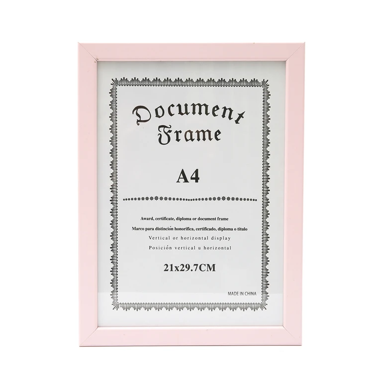 
Pink Green Multi-size A4 Size Bulk Mdf Certificate Wooden Photo Frame For Certificate Graduation Document 
