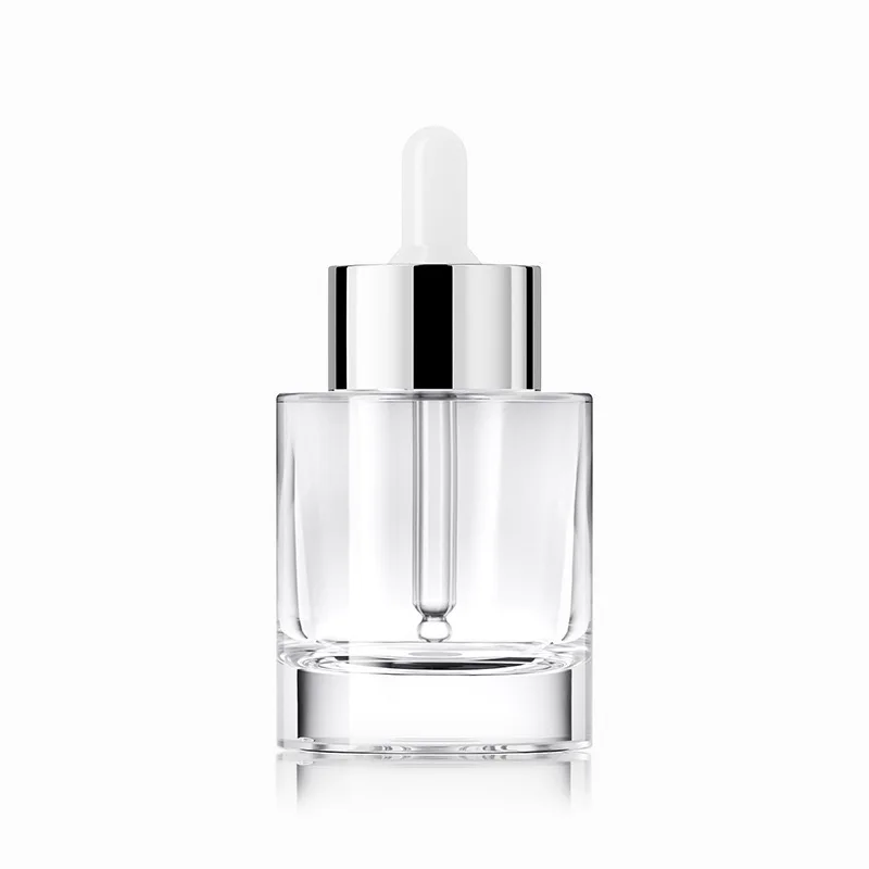 Luxury 30ml 40ml 50ml Thick Glass Round Essential Oil Bottle With Gold Pipette Dropper Cap