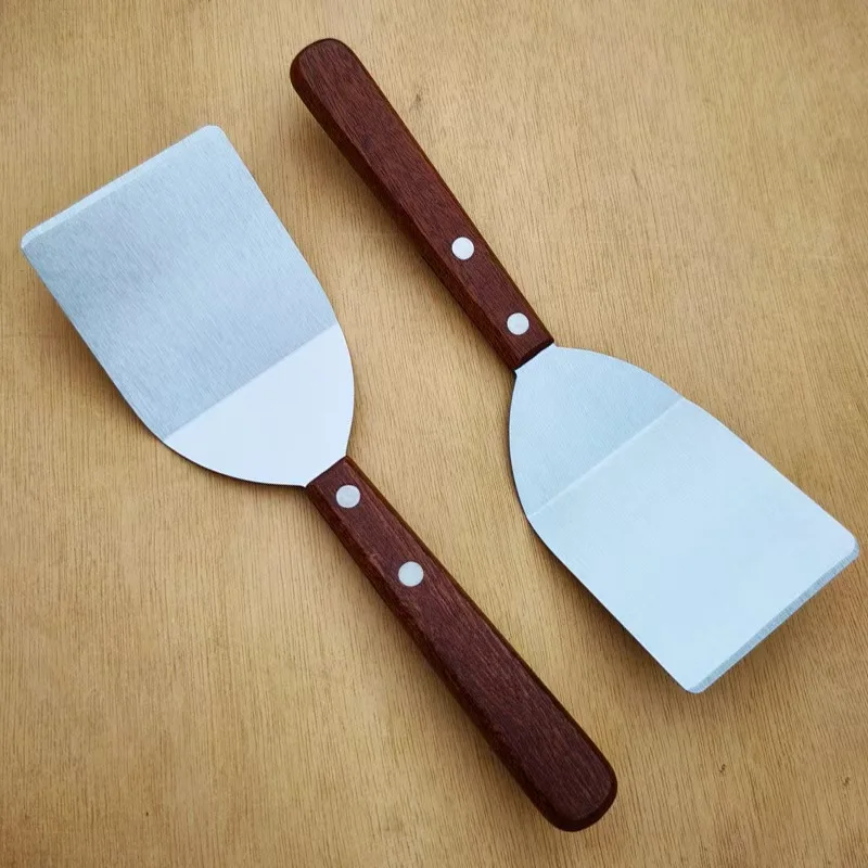 F2551Stainless steel cake scoop Solid wood handle scalding shovel Cookie scoop Eel scoop