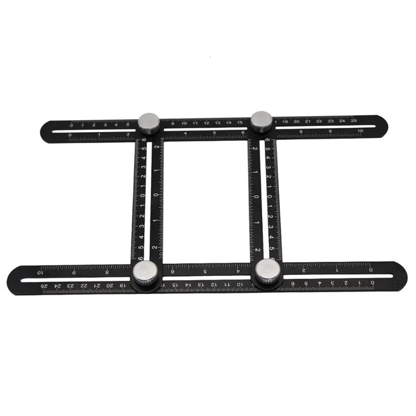 Aluminum alloy 4 fold ruler laser engraving 25cm 4 square ruler Multi functional measurement angle ruler