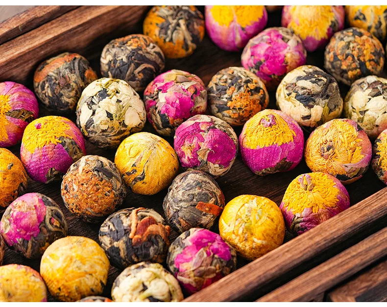 Bulk custom blooming white tea balls wholesale blooming tea ball gift packaging flower tea