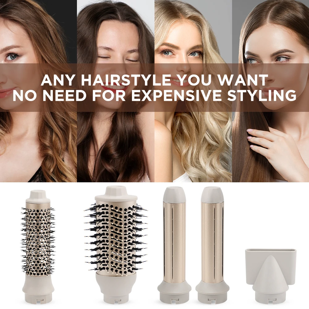 Multi Hair Styler Hot Air Brush Rotating Air Blow Dryer Brush Hair Straightener Curler Professional Hair Dryer Set For Salon